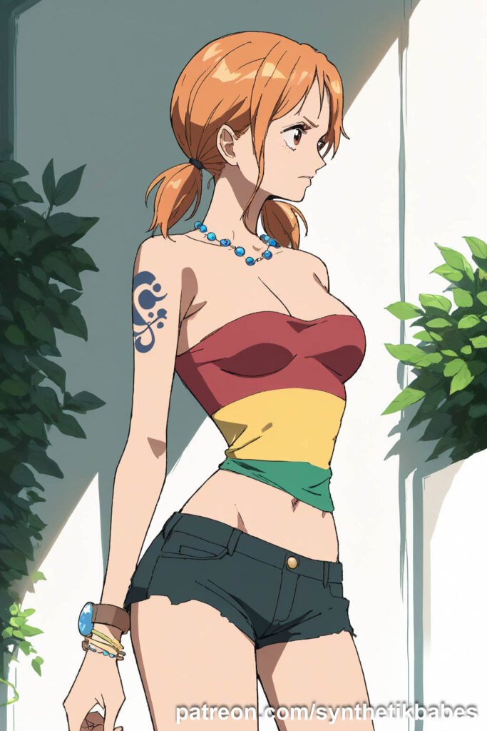 Stunning art of Nami showcasing her adventurous and confident personality.