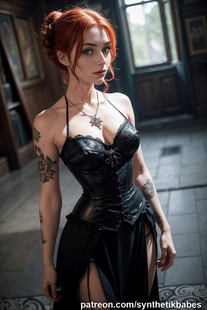 a gothic Victorian gallery featuring stunning redhead models in an elegant indoor setting full of mystery and charm.