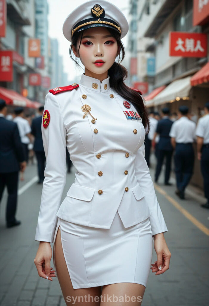 Korean Force. Korean models radiate strength, elegance, and military discipline in this powerful editorial.
